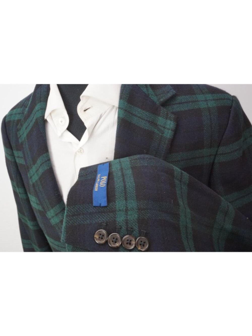 Polo Ralph Lauren Modern Fit Blackwatch Blue Green Plaid Wool Sport Coat 38R NEW - Picture 4 of 10